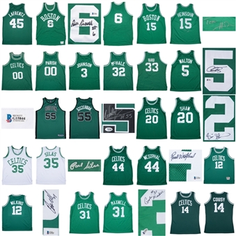 Lot of (16) Boston Celtics Signed Jerseys Including Johnson, Walton, Bird & McHale (Arenas LOA & Beckett)
